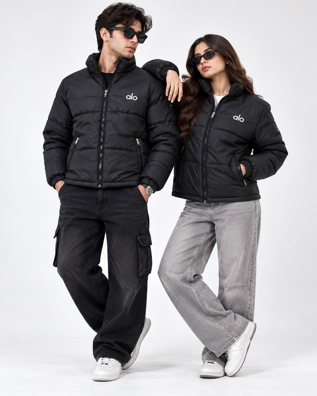 AL0 Black Puffer Jacket – Unisex Quilted Full-Zip Winter Jacket
