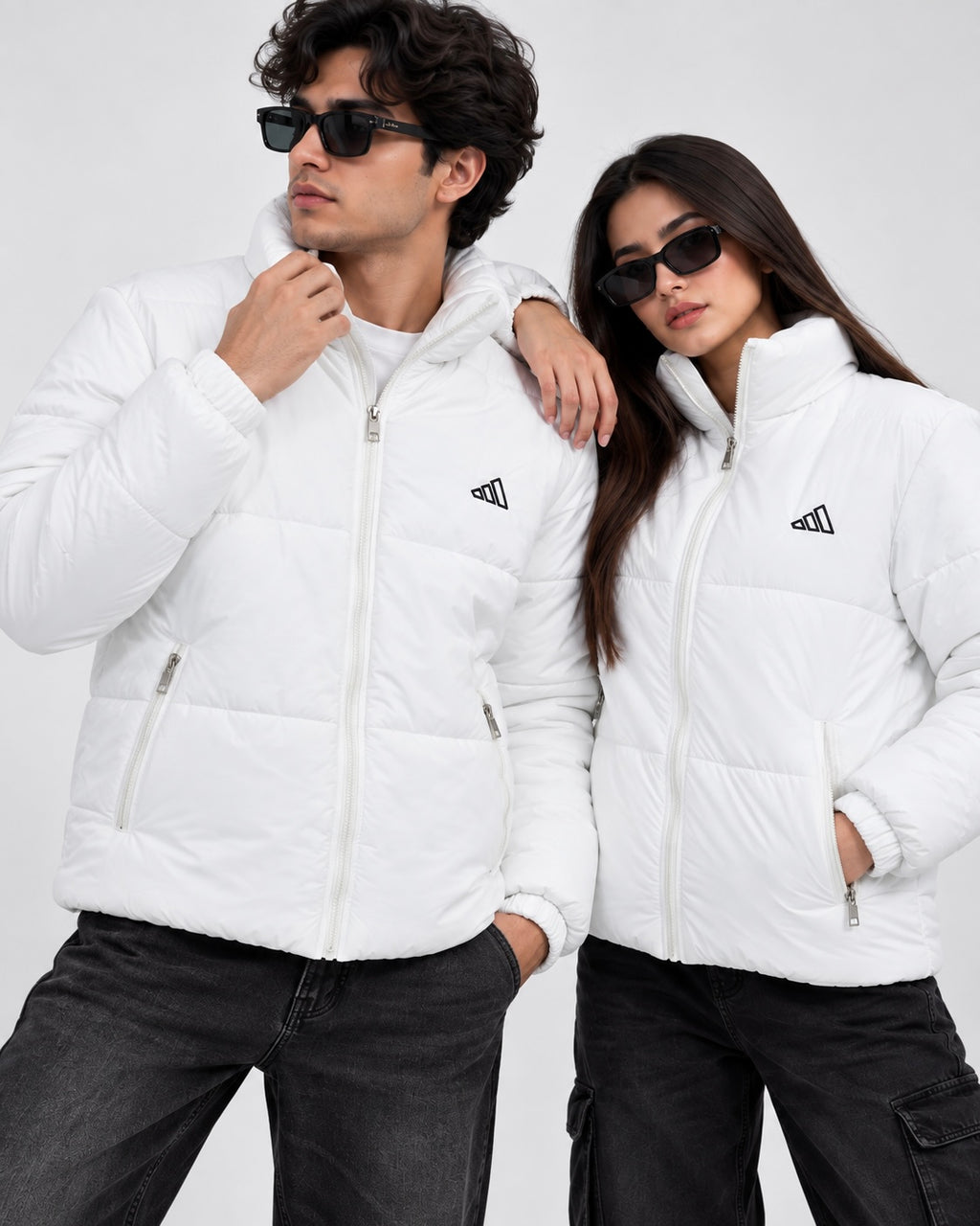 Adi White Puffer Jacket – Unisex Quilted Full-Zip Winter Jacket