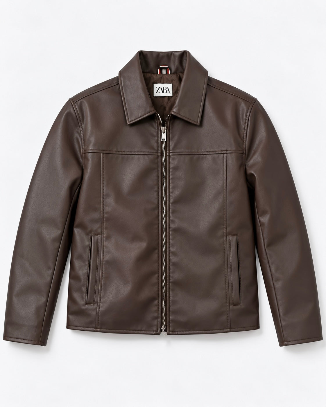 ZR Panel Brown Leather Jacket – Unisex Zip-Up Leather Jacket
