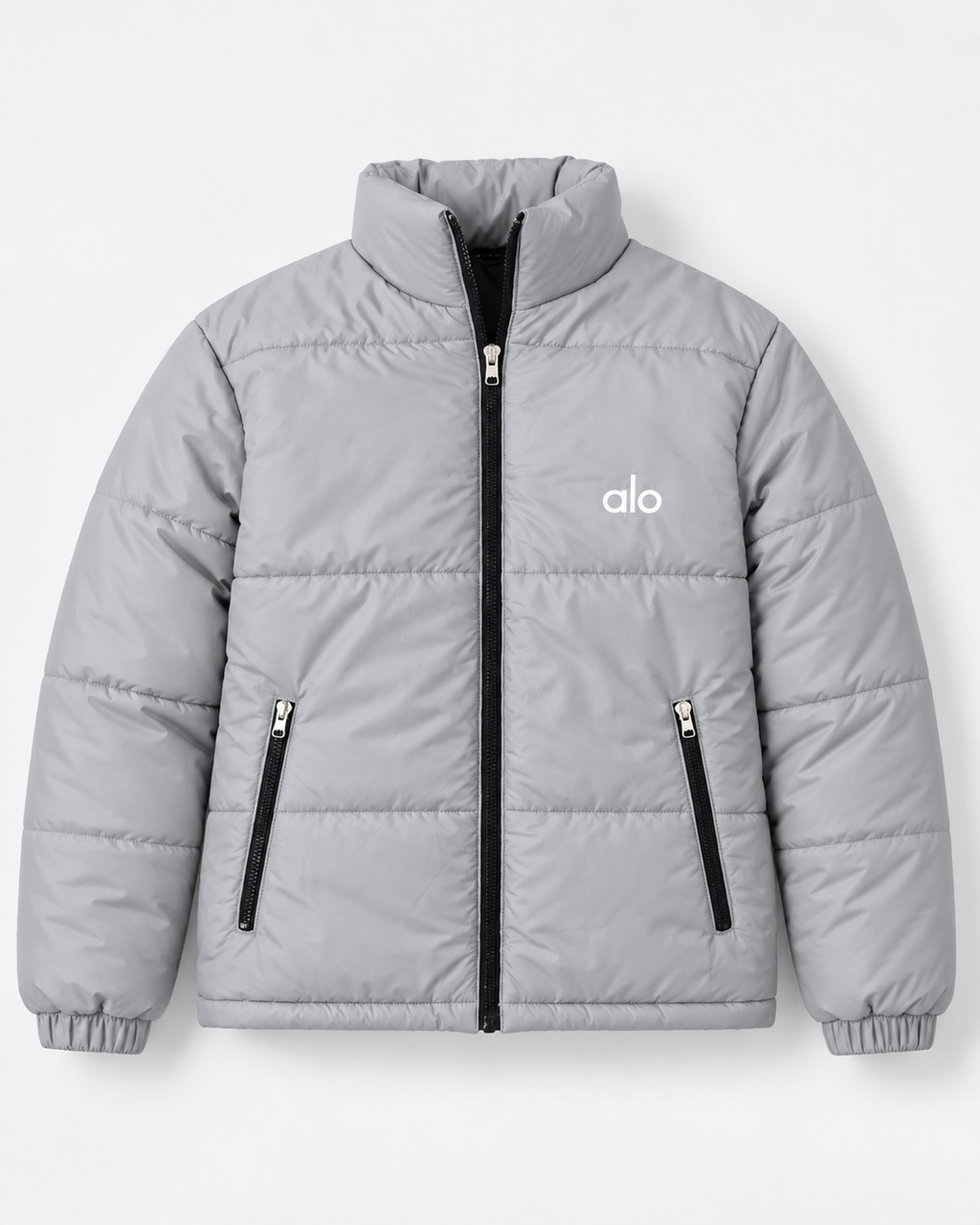 AL0 Grey Puffer Jacket – Unisex Quilted Full-Zip Winter Jacket