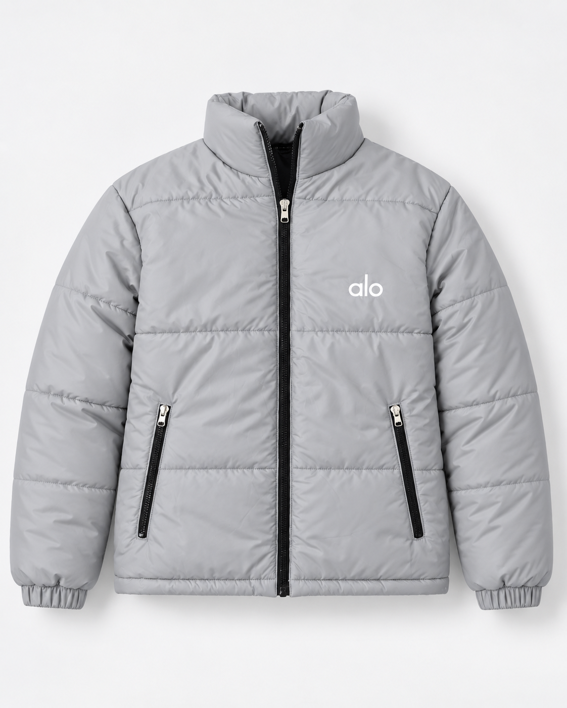 AL0 Grey Puffer Jacket – Unisex Quilted Full-Zip Winter Jacket