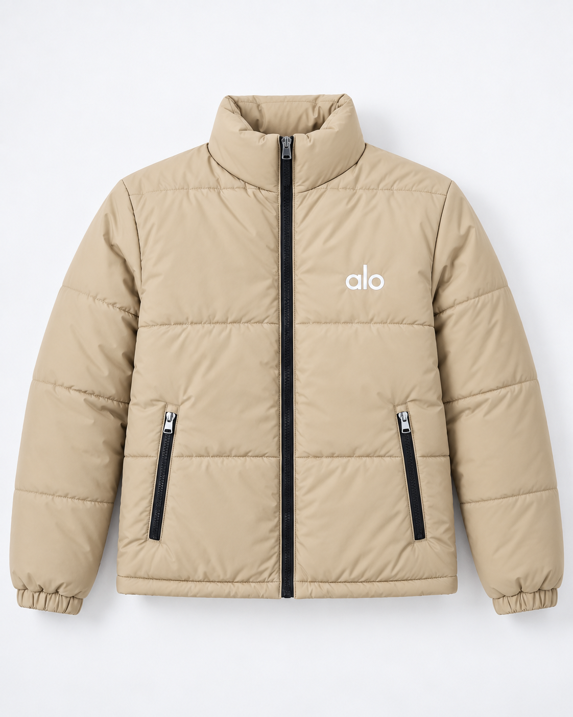 AL0 Beige Puffer Jacket – Unisex Quilted Full-Zip Winter Jacket