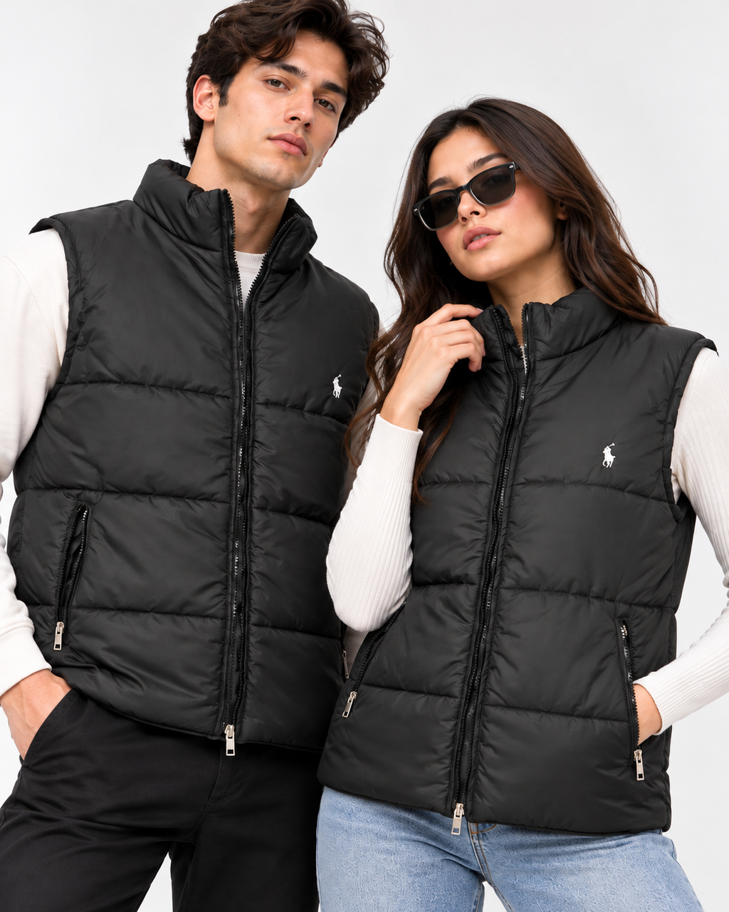 RL Black Sleeveless Puffer Vest – Unisex Full-Zip Quilted Vest