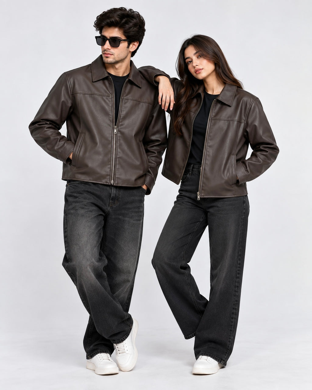 ZR Panel Brown Leather Jacket – Unisex Zip-Up Leather Jacket