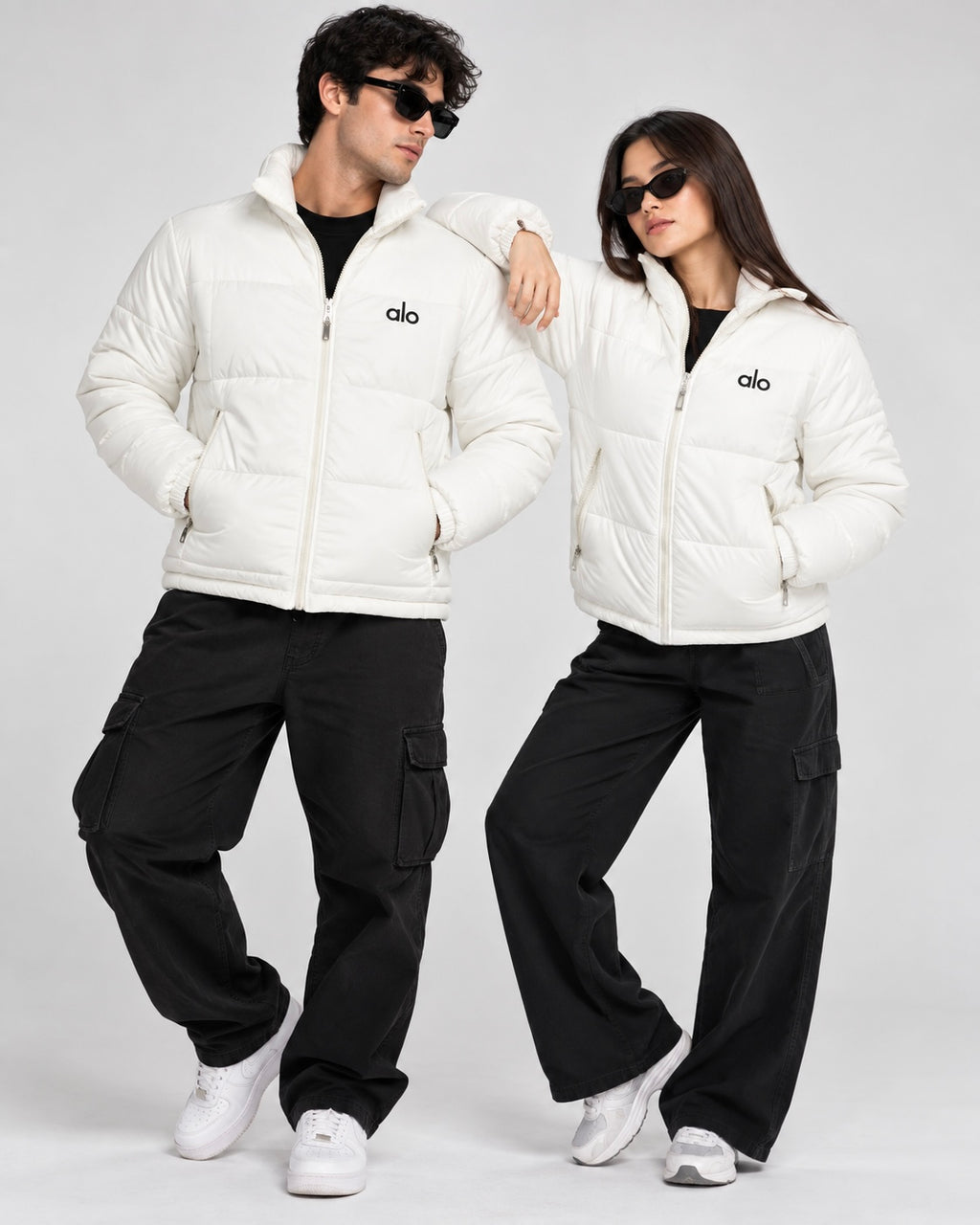 AL0 White Puffer Jacket – Unisex Quilted Full-Zip Winter Jacket