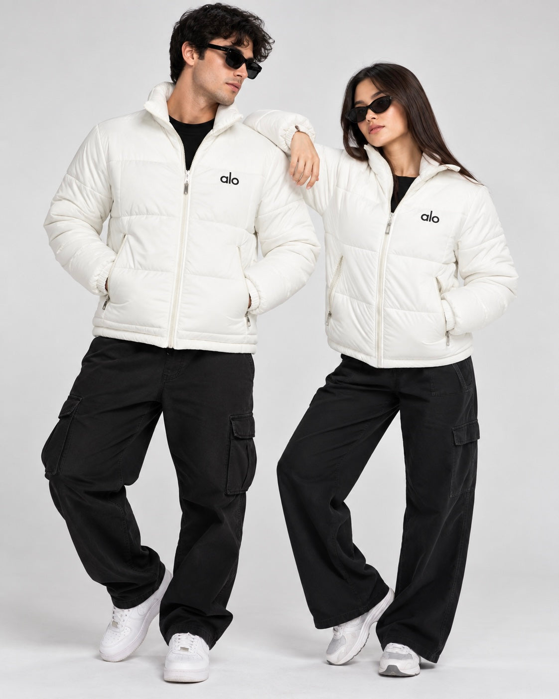 AL0 White Puffer Jacket – Unisex Quilted Full-Zip Winter Jacket