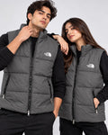 NF Charcoal Grey Sleeveless Puffer Vest – Unisex Full-Zip Winter Vest
