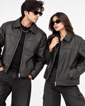ZR Panel Black Leather Jacket – Unisex Zip-Up Leather Jacket