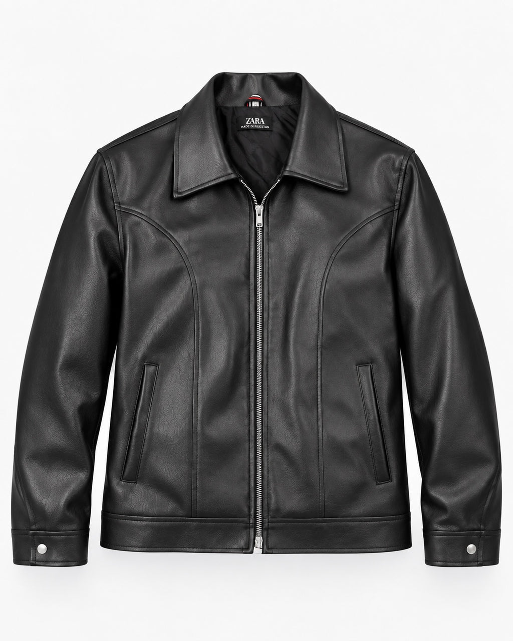 ZR Contour Black Leather Jacket – Unisex Zip-Up Leather Jacket
