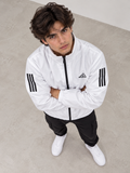 Adi Classic 3-Stripe White Windbreaker Jacket – Lightweight Full-Zip Sports Jacket