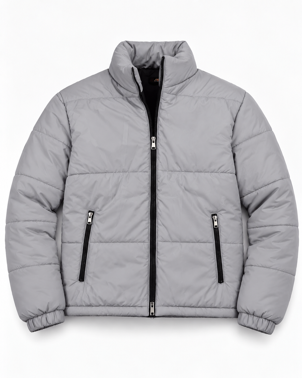 ZR Quilted Grey Puffer Jacket – Unisex Full-Zip Winter Jacket