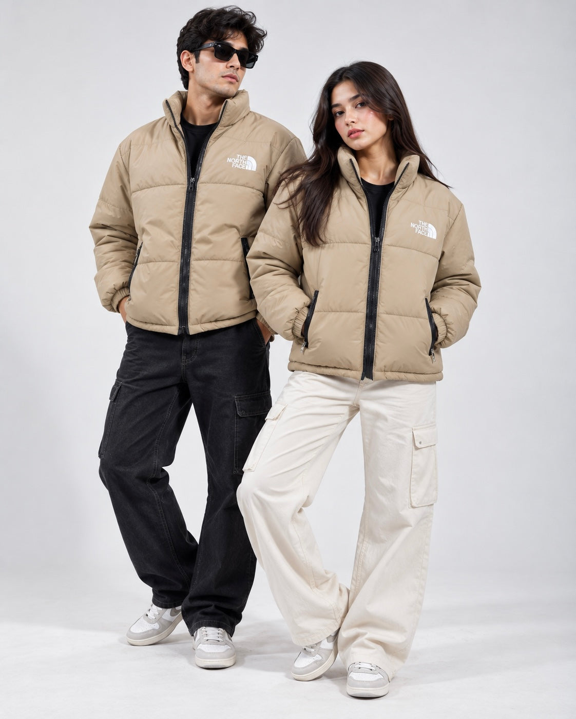 NF Beige Puffer Jacket – Unisex Full-Zip Winter Jacket