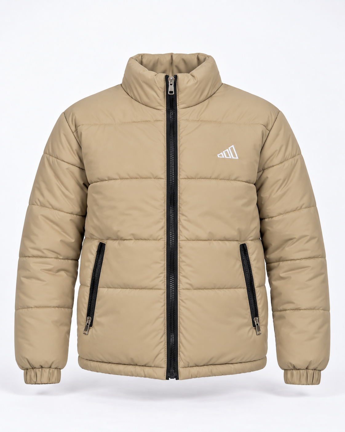 Adi Beige Puffer Jacket – Unisex Quilted Full-Zip Winter Jacket