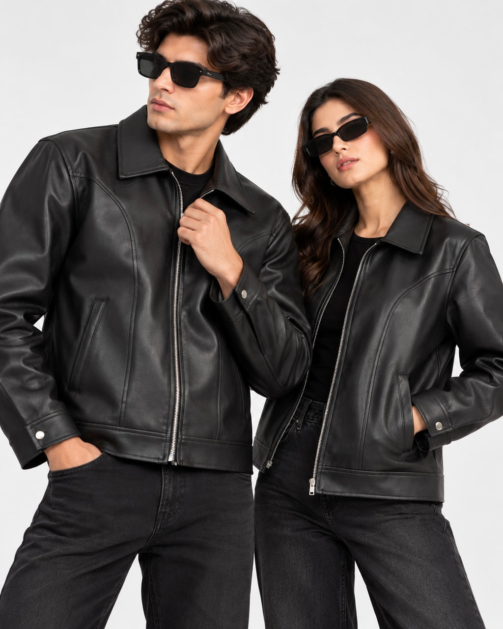 ZR Contour Black Leather Jacket – Unisex Zip-Up Leather Jacket