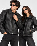 ZR Contour Black Leather Jacket – Unisex Zip-Up Leather Jacket