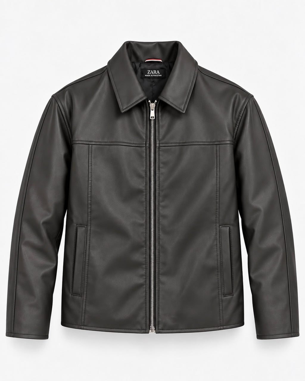ZR Panel Black Leather Jacket – Unisex Zip-Up Leather Jacket