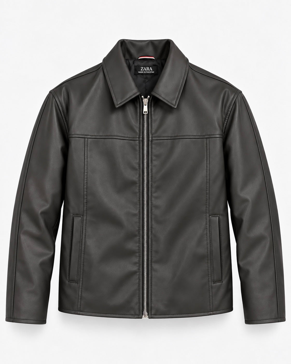 ZR Panel Black Leather Jacket – Unisex Zip-Up Leather Jacket
