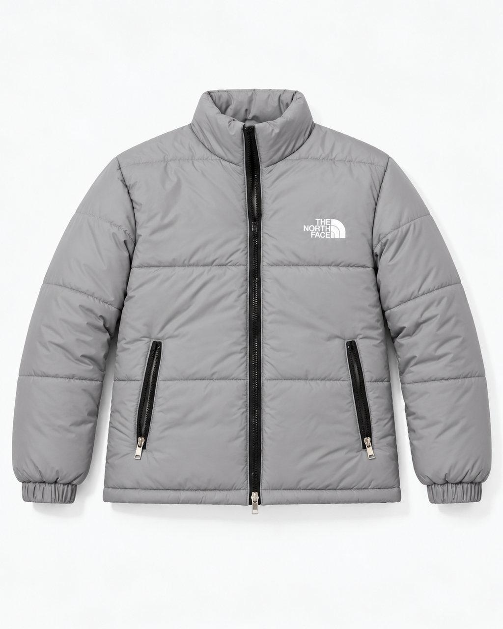 NF Grey Puffer Jacket – Unisex Full-Zip Winter Jacket