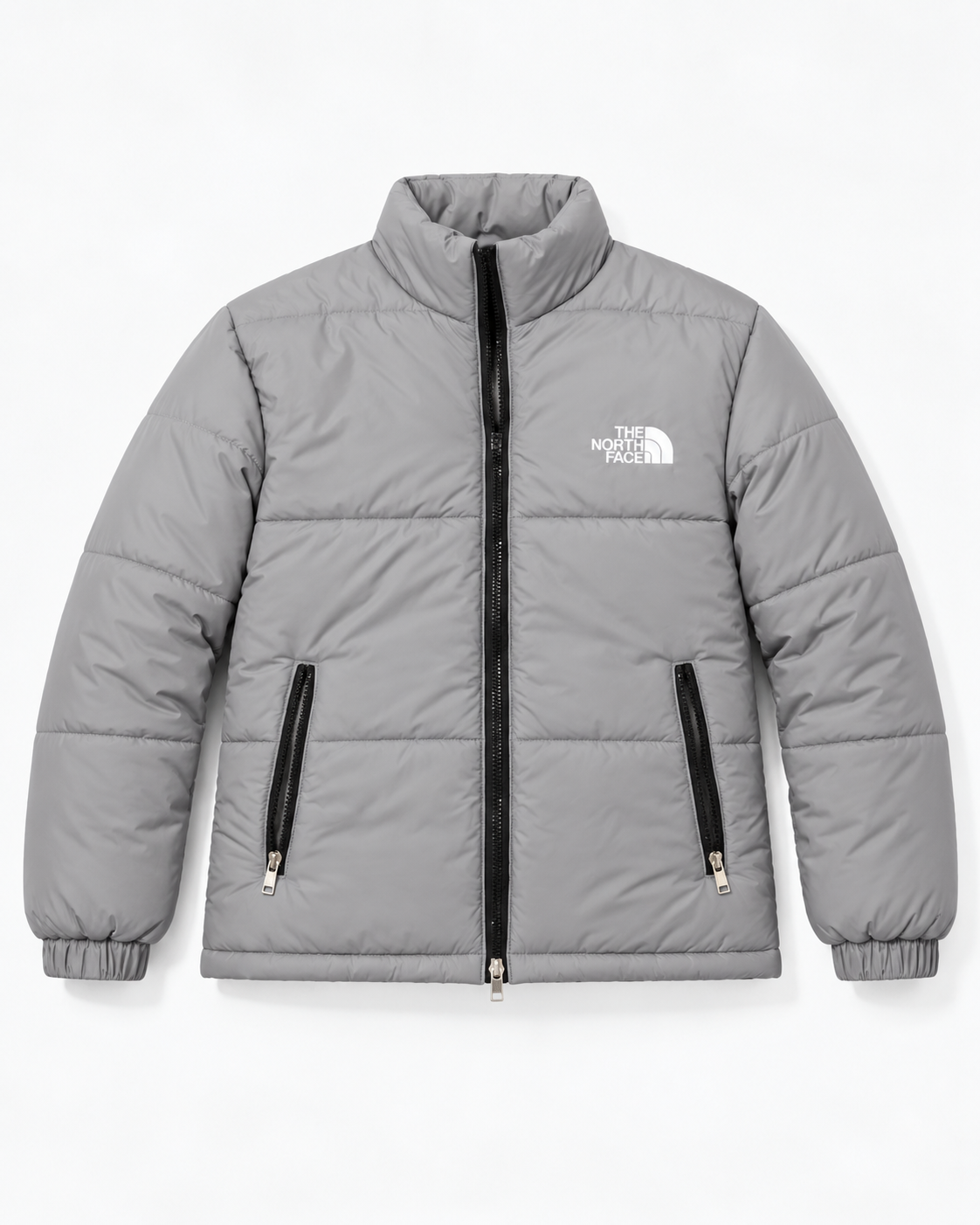 NF Grey Puffer Jacket – Unisex Full-Zip Winter Jacket
