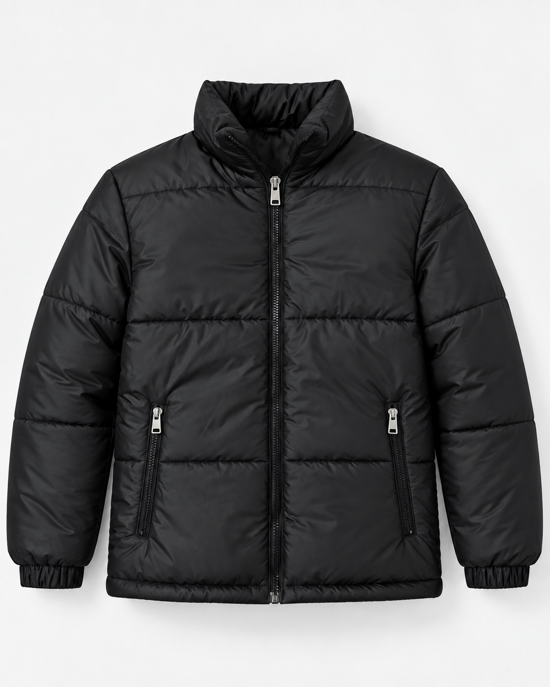 ZR Quilted Black Puffer Jacket – Unisex Full-Zip Winter Jacket