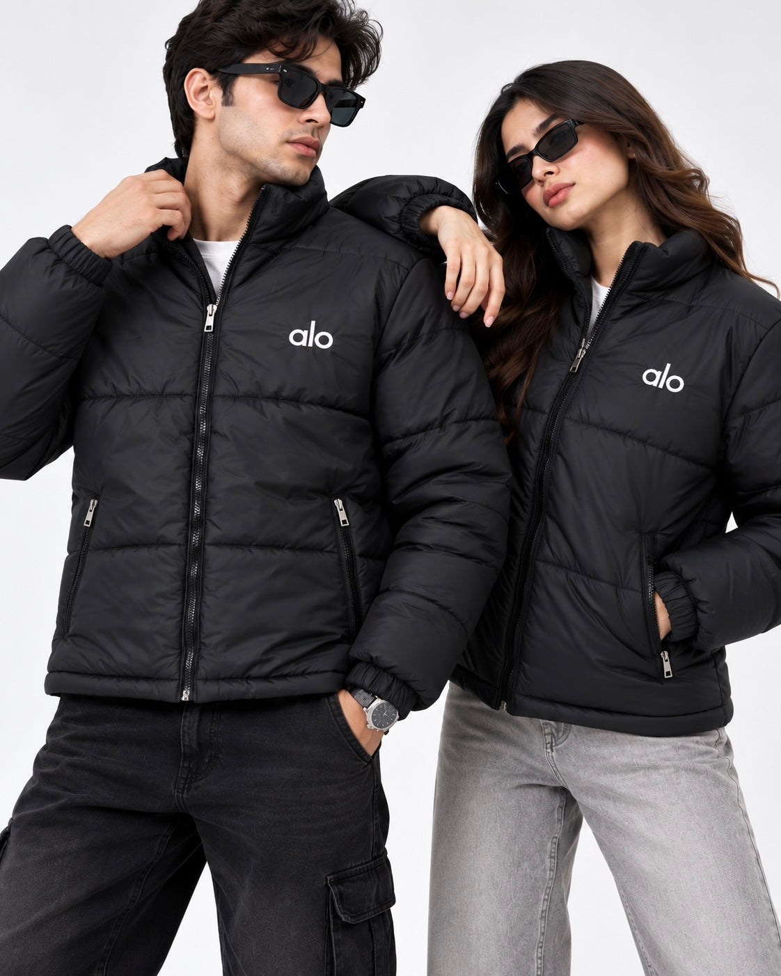 AL0 Black Puffer Jacket – Unisex Quilted Full-Zip Winter Jacket
