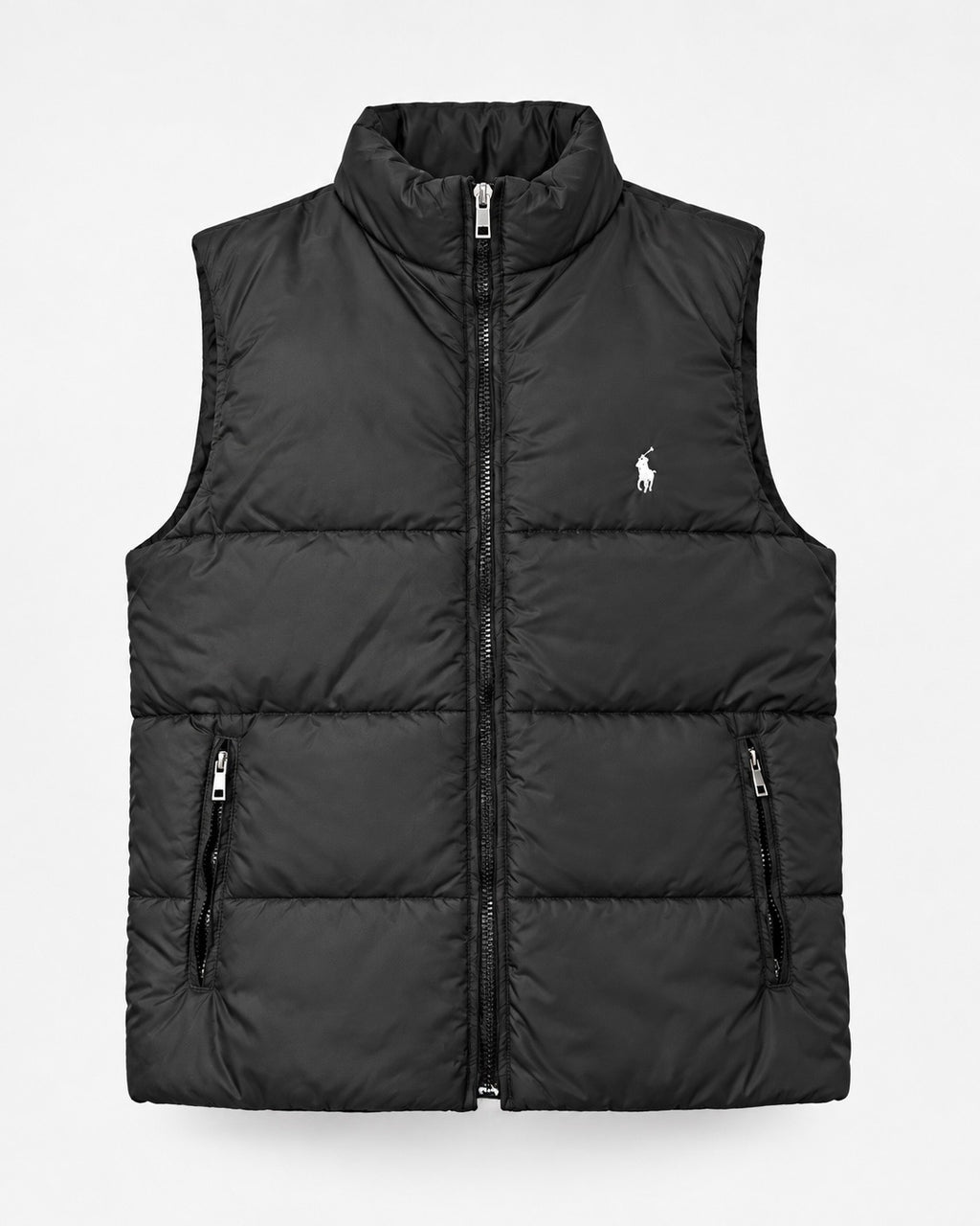 RL Black Sleeveless Puffer Vest – Unisex Full-Zip Quilted Vest