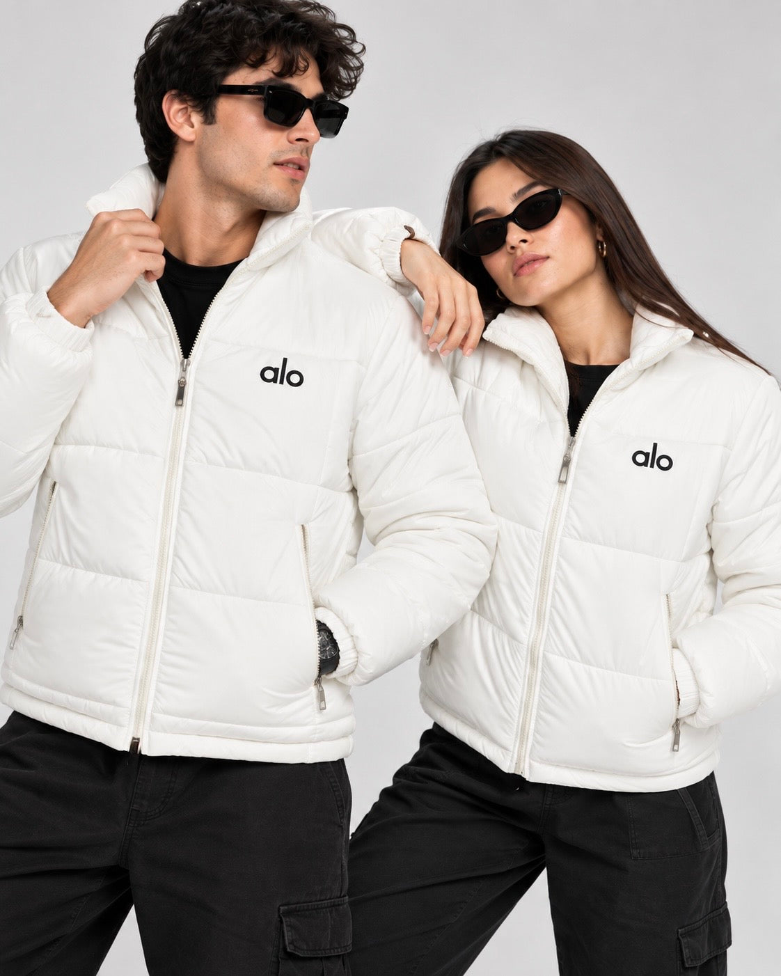AL0 White Puffer Jacket – Unisex Quilted Full-Zip Winter Jacket