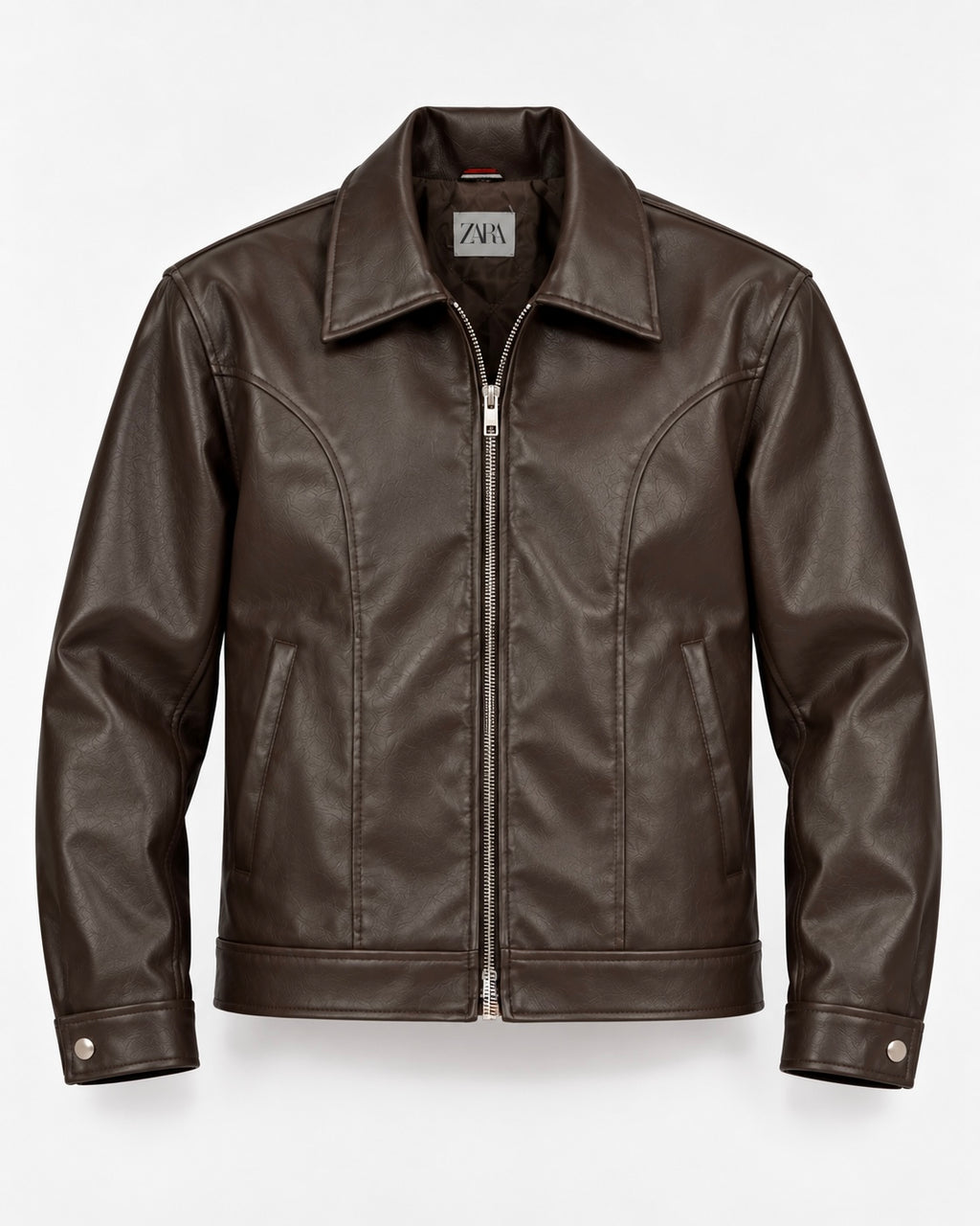 ZR Contour Brown Leather Jacket – Unisex Zip-Up Leather Jacket