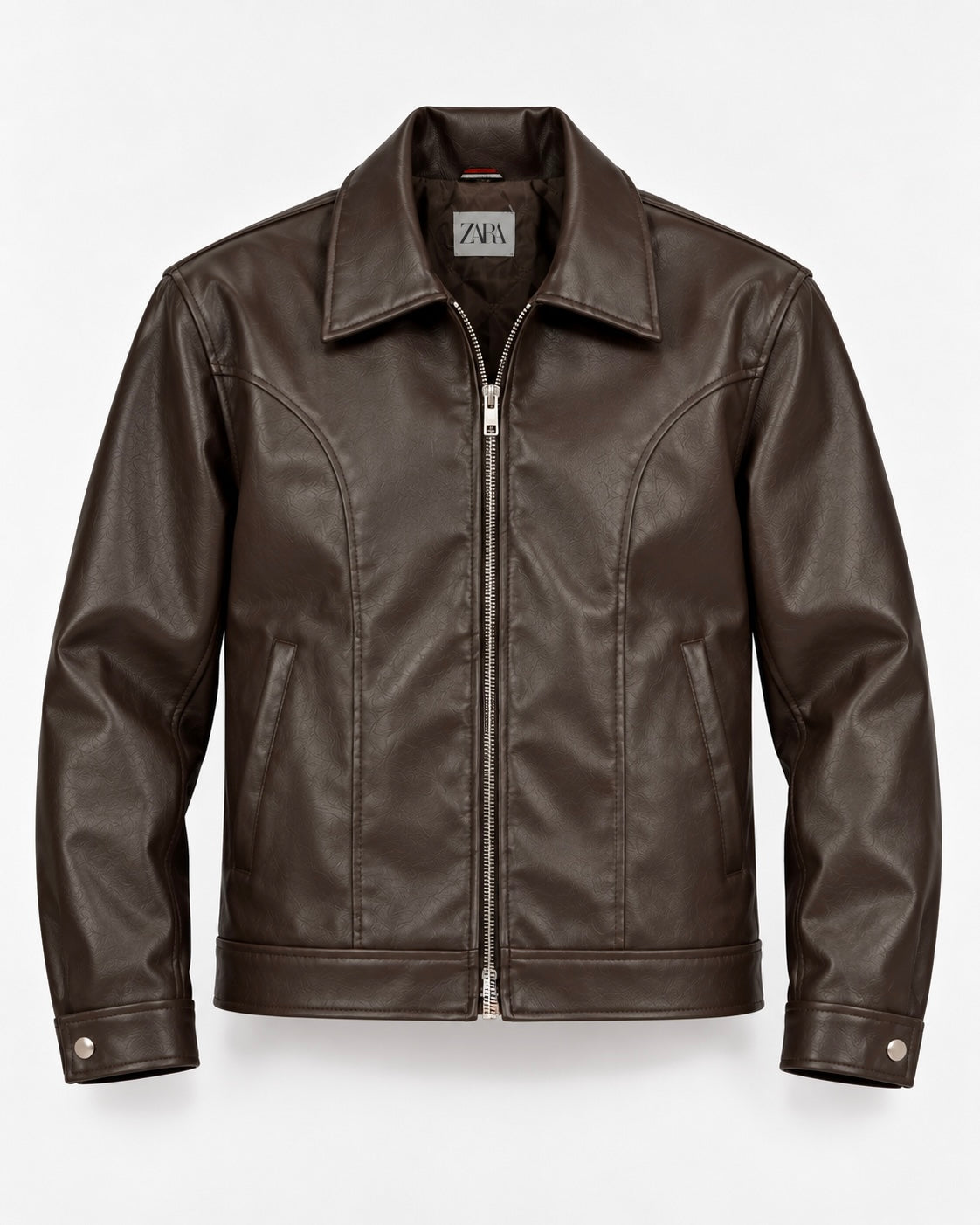 ZR Contour Brown Leather Jacket – Unisex Zip-Up Leather Jacket