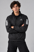 Adi Classic 3-Stripe Black Windbreaker Jacket | Lightweight Full-Zip Sportswear
