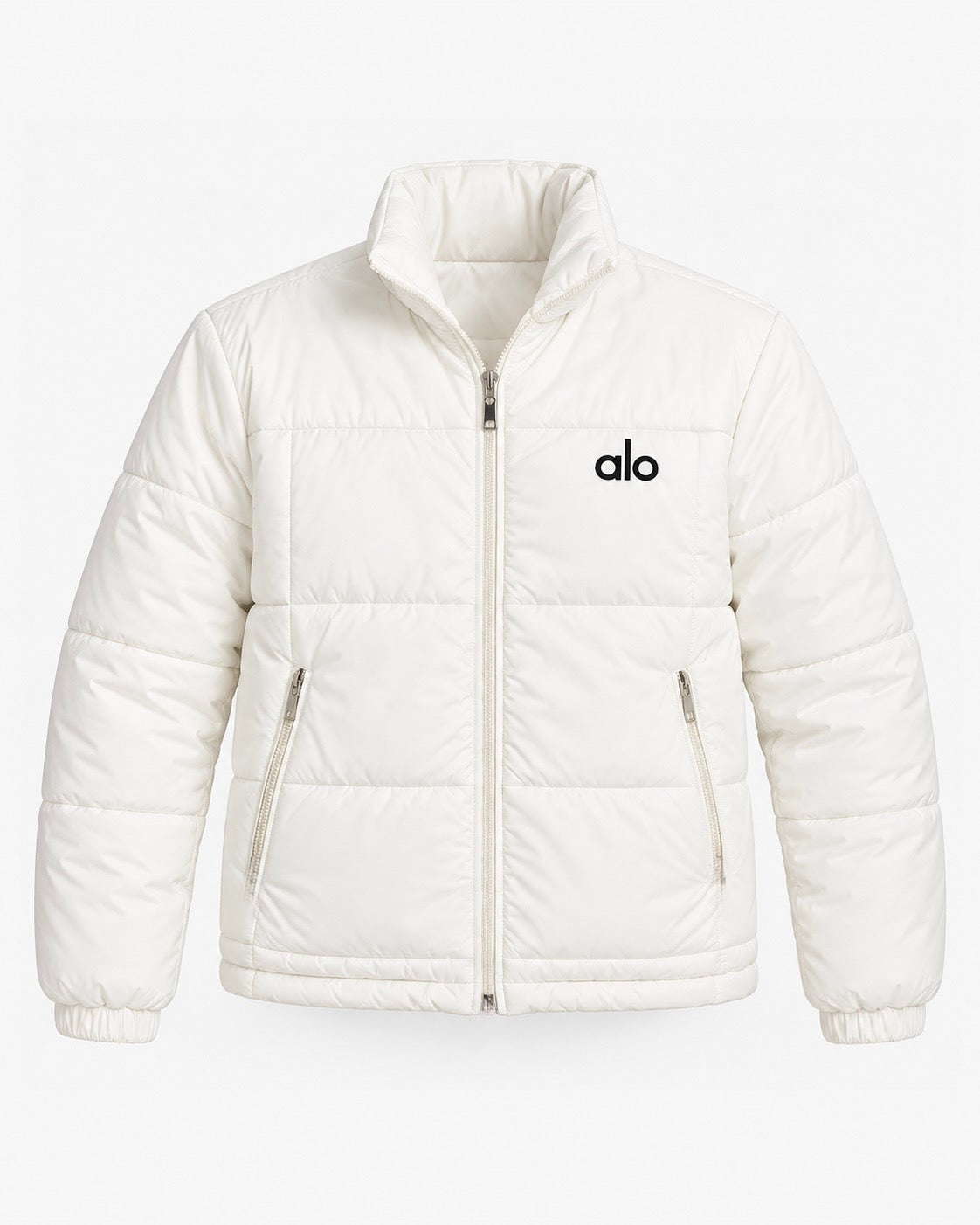 AL0 White Puffer Jacket – Unisex Quilted Full-Zip Winter Jacket