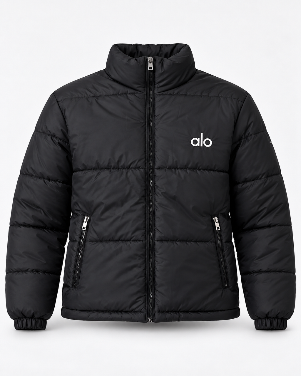 AL0 Black Puffer Jacket – Unisex Quilted Full-Zip Winter Jacket