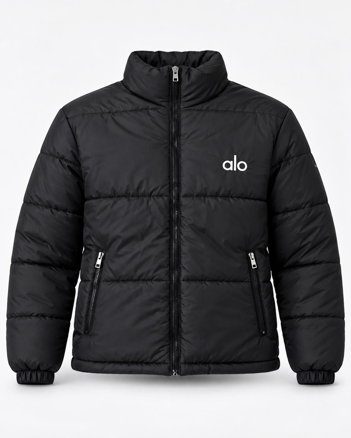 AL0 Black Puffer Jacket – Unisex Quilted Full-Zip Winter Jacket
