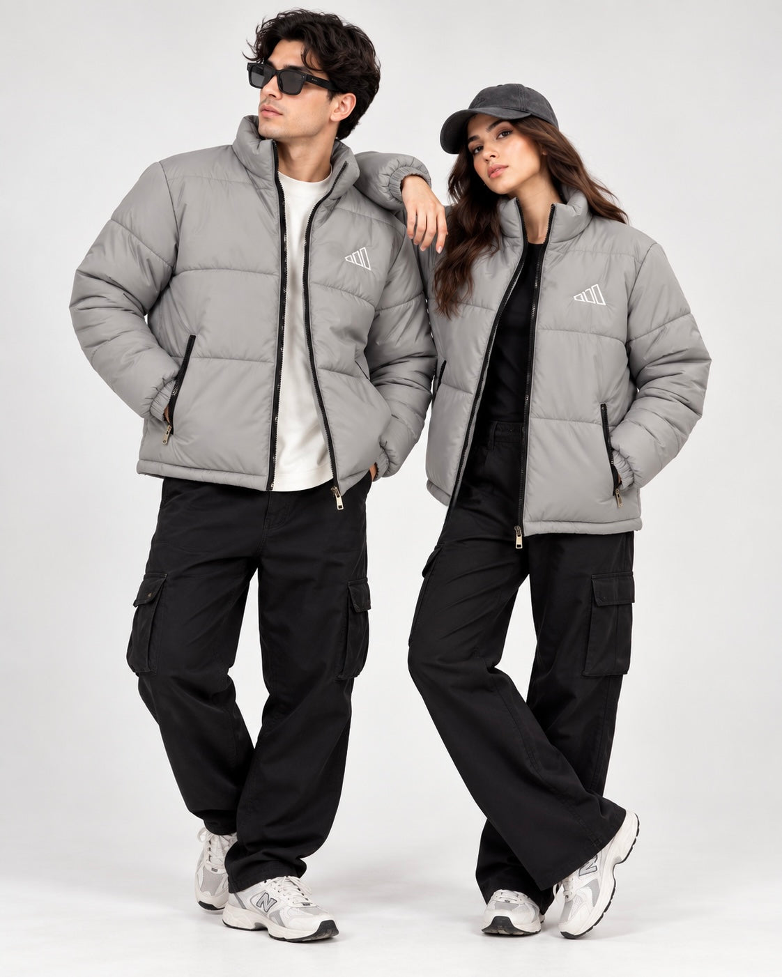 Adi Grey Puffer Jacket – Unisex Quilted Full-Zip Winter Jacket