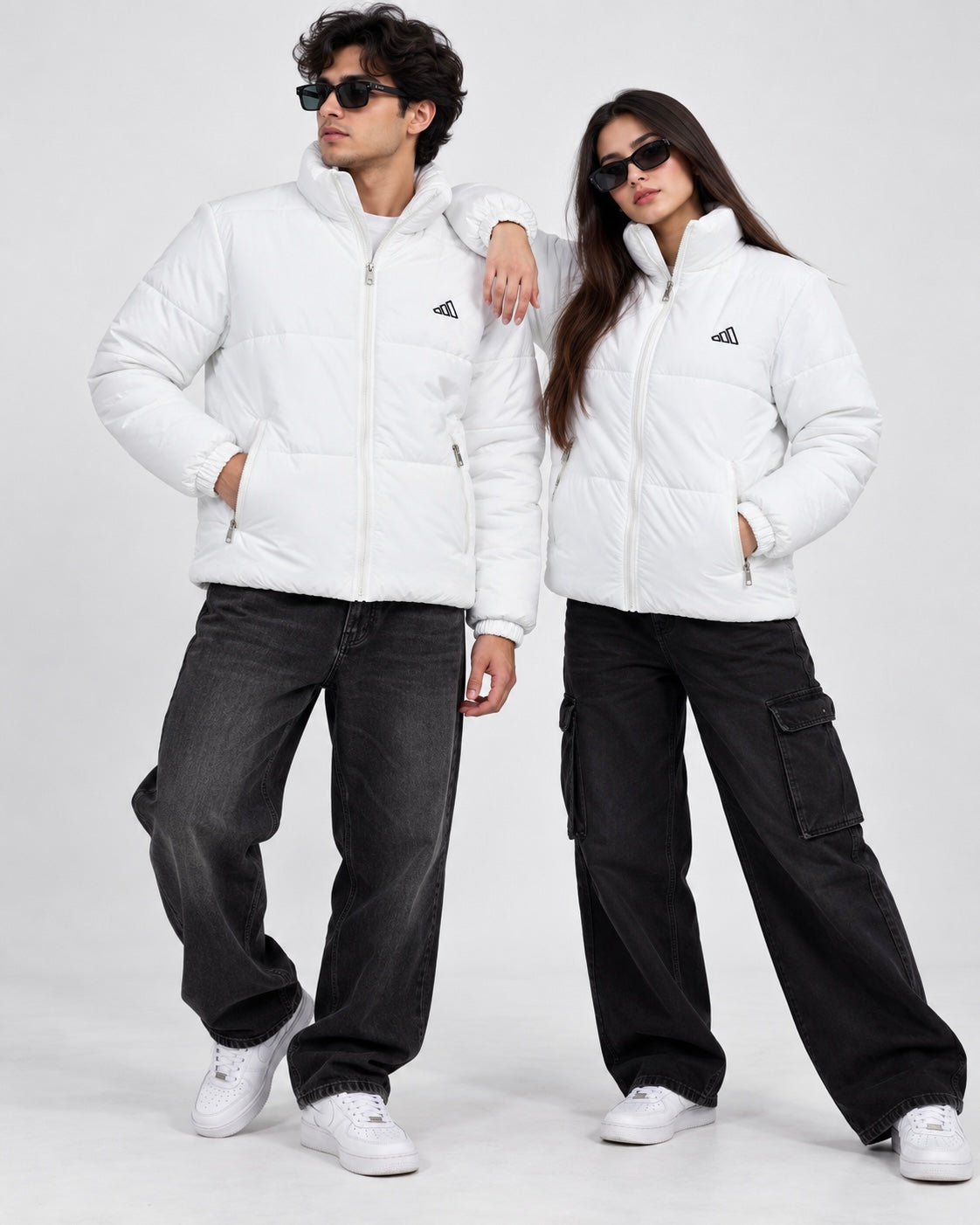 Adi White Puffer Jacket – Unisex Quilted Full-Zip Winter Jacket