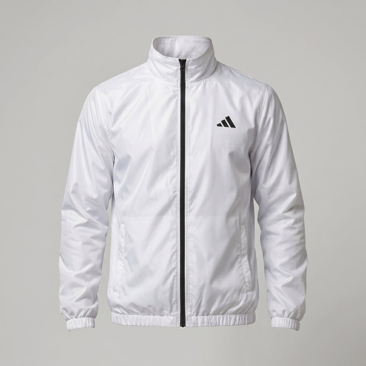 Adi Minimal Back-Stripe White Lightweight Windbreaker Jacket – Full-Zip Sports Jacket