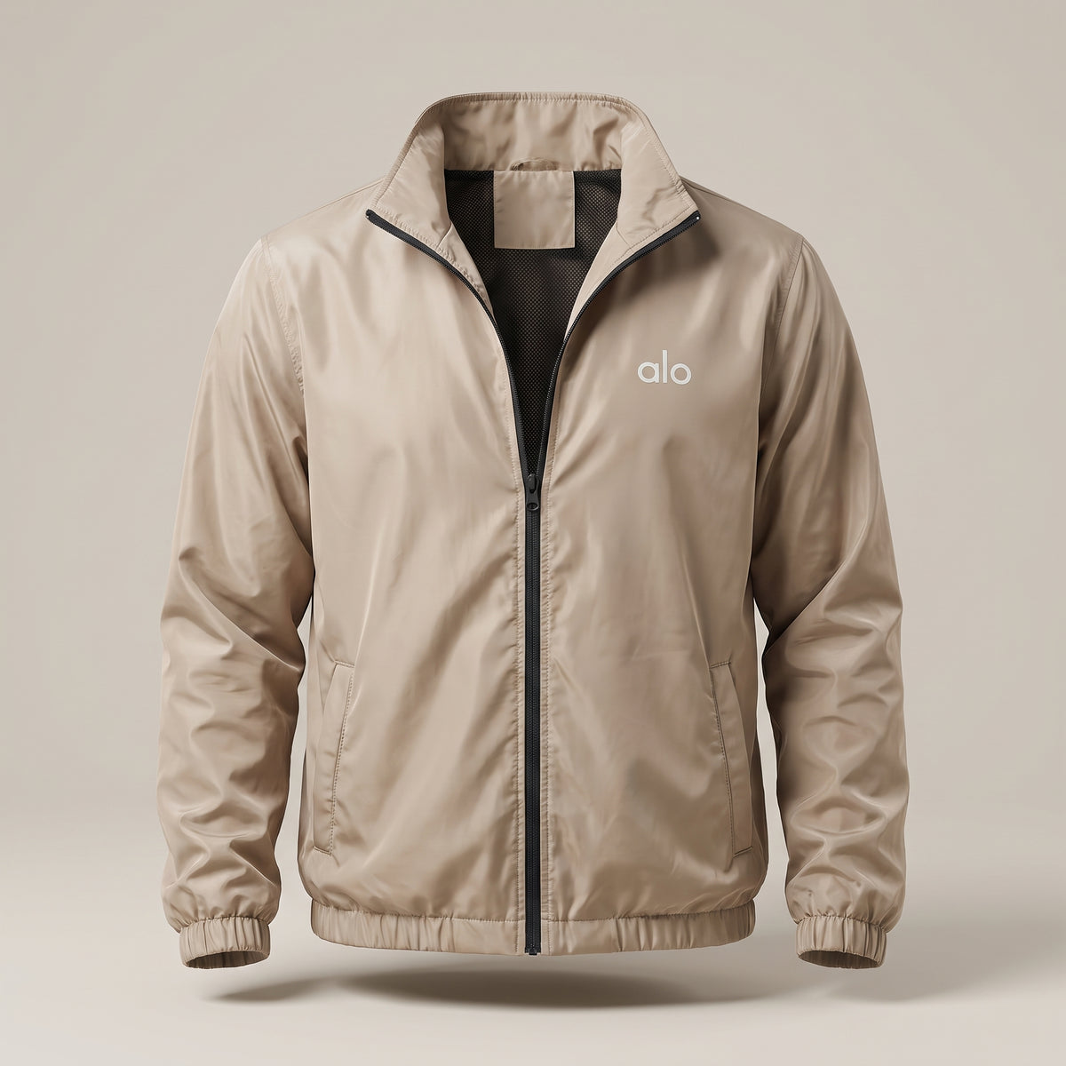 AL0 Beige Windbreaker Jacket – Lightweight Full-Zip Casual Jacket
