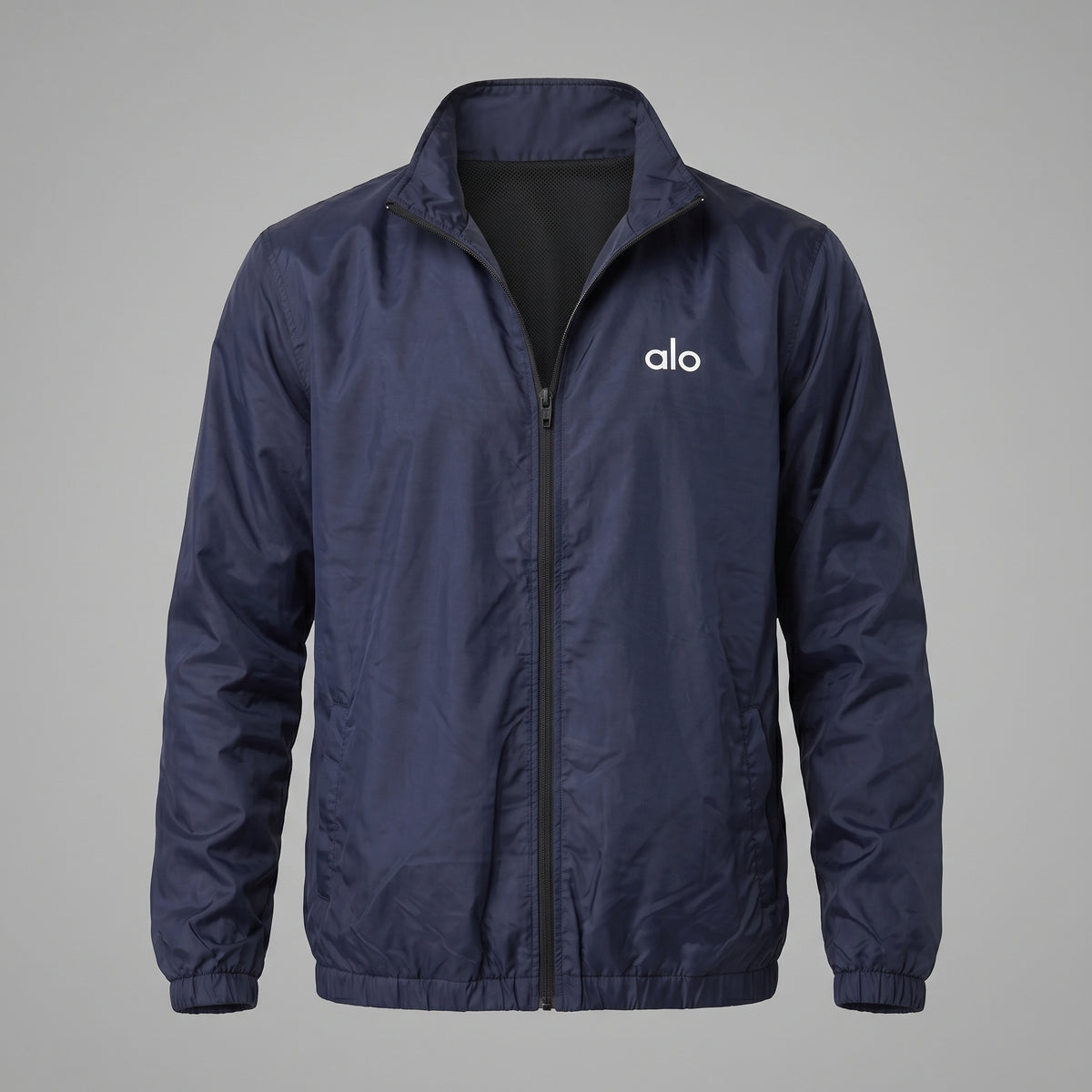 AL0 Navy Blue Windbreaker Jacket – Lightweight Full-Zip Sports Jacket