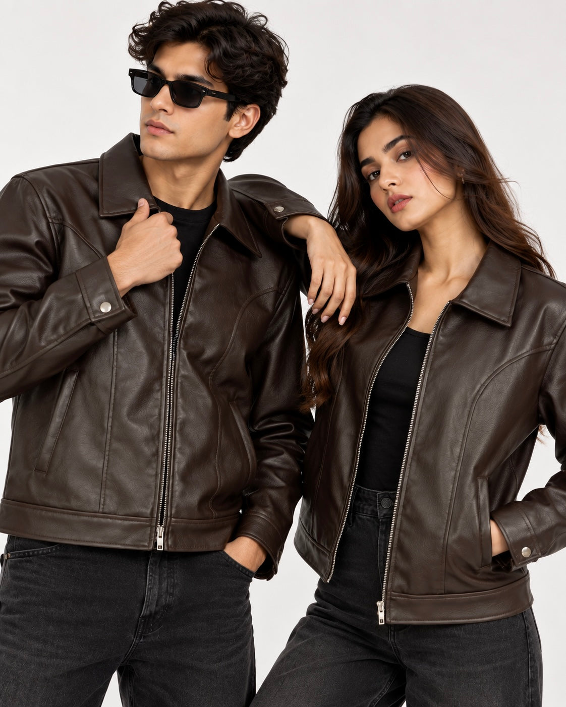 ZR Contour Brown Leather Jacket – Unisex Zip-Up Leather Jacket