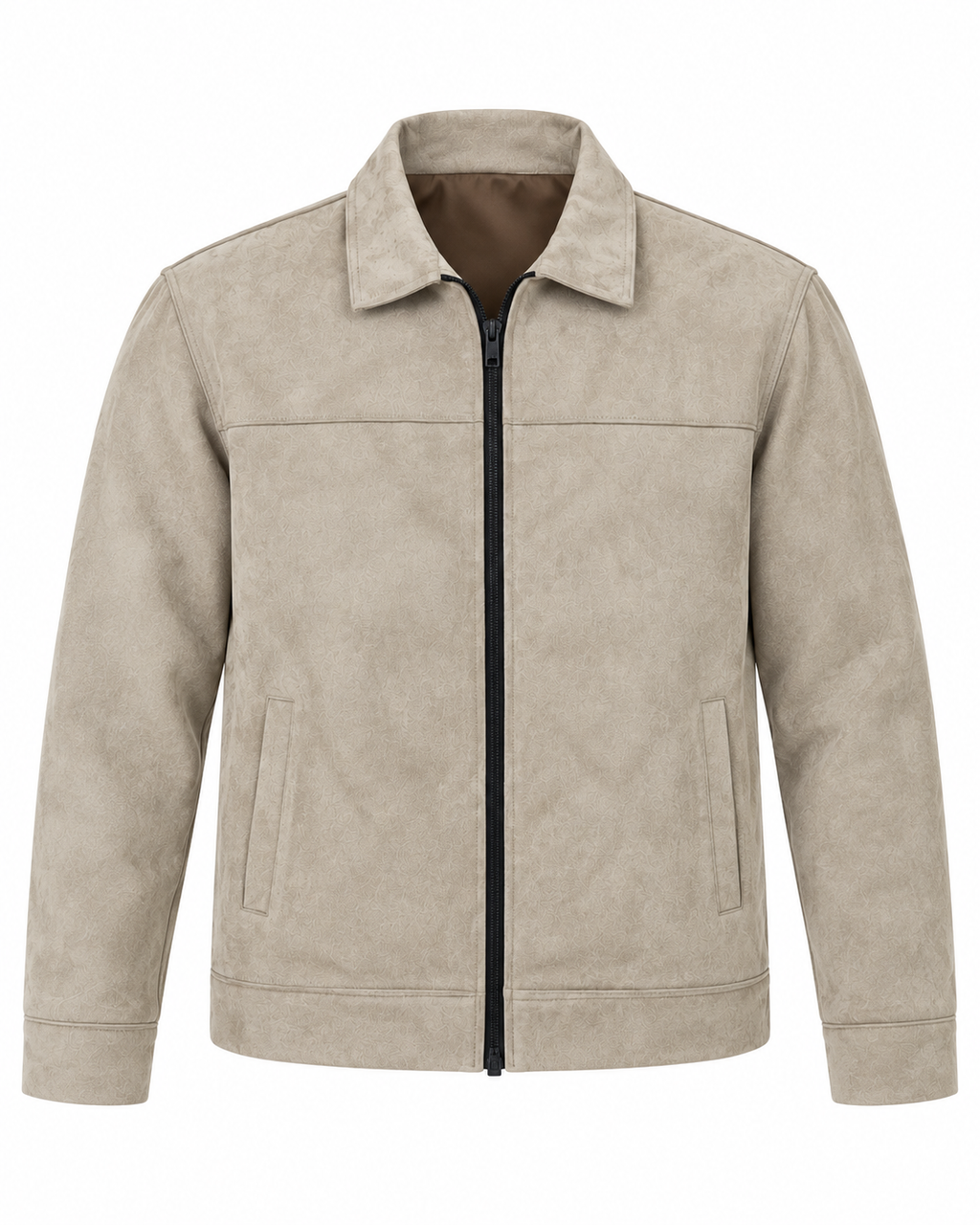 Light skin Suede Jacket – Unisex Zip-Up Collared Jacket