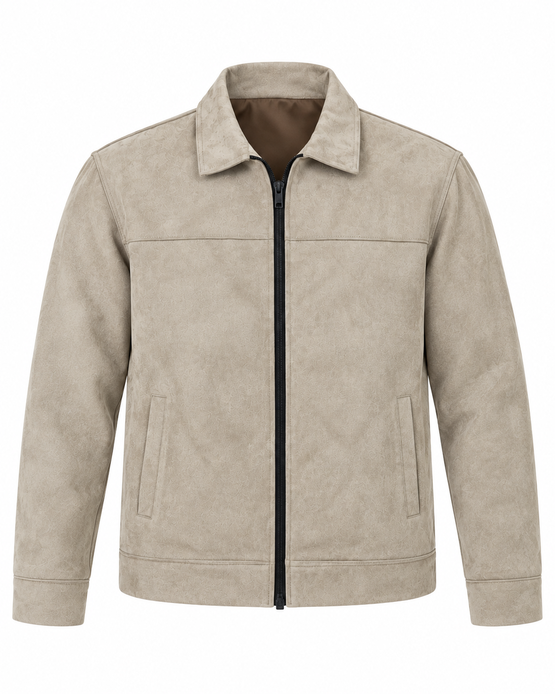 Light skin Suede Jacket – Unisex Zip-Up Collared Jacket