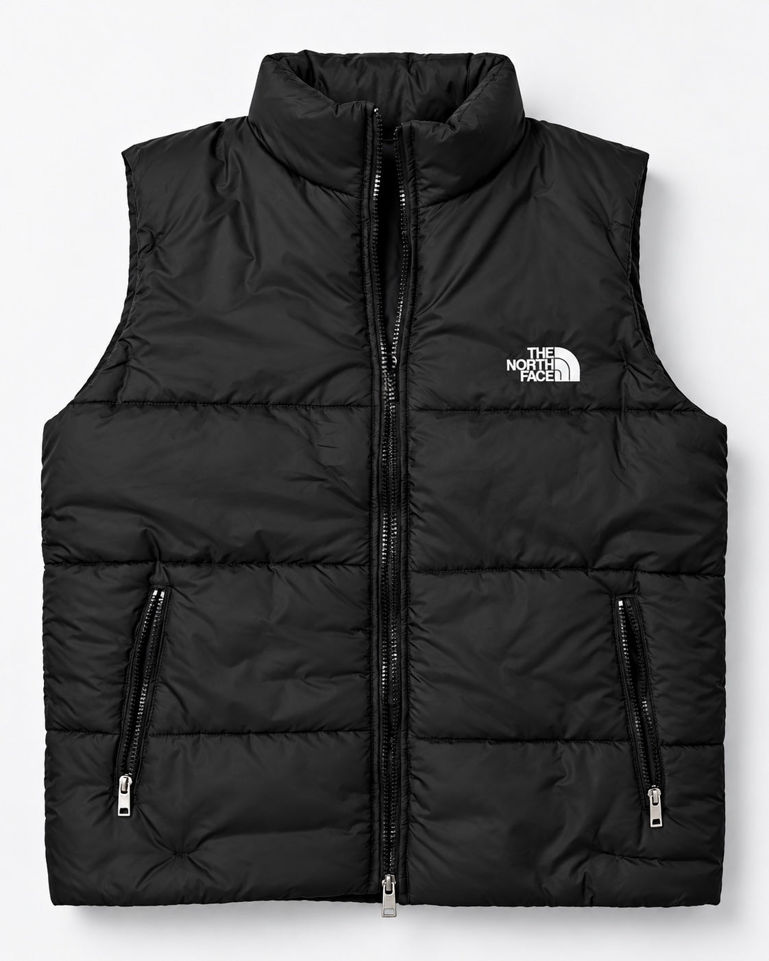 NF Black Sleeveless Puffer Vest – Unisex Full-Zip Winter Vest