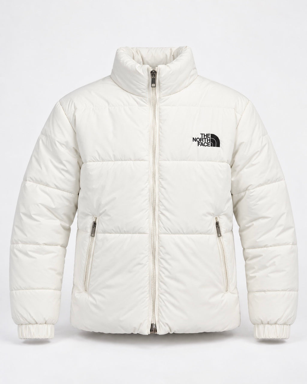 NF White Puffer Jacket – Unisex Full-Zip Winter Jacket