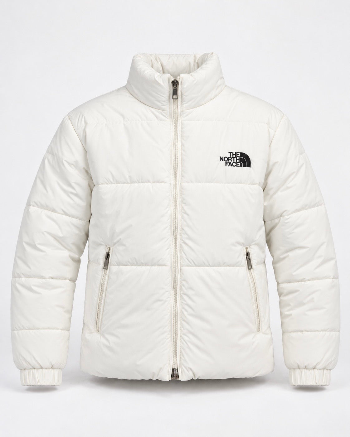 NF White Puffer Jacket – Unisex Full-Zip Winter Jacket
