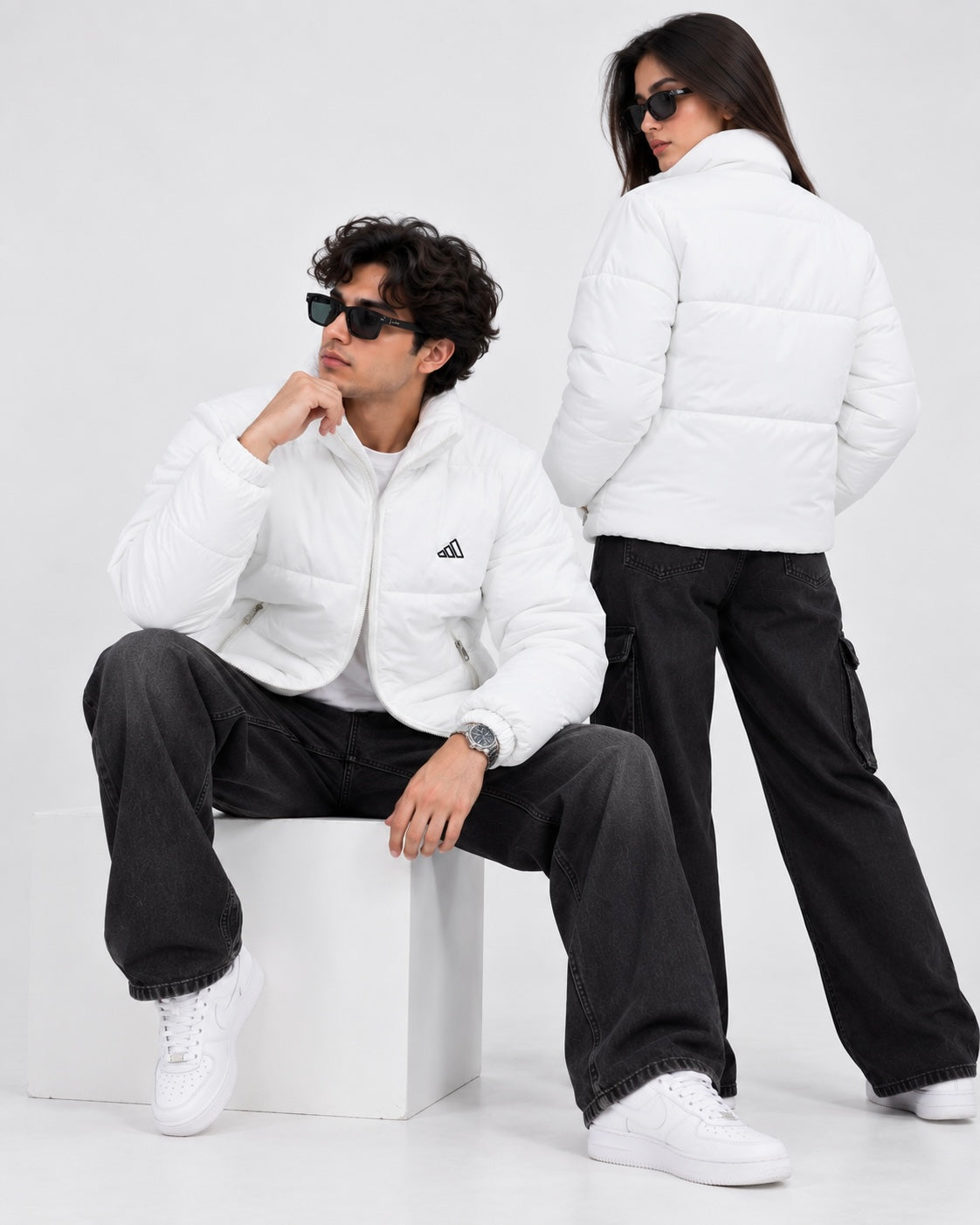 Adi White Puffer Jacket – Unisex Quilted Full-Zip Winter Jacket