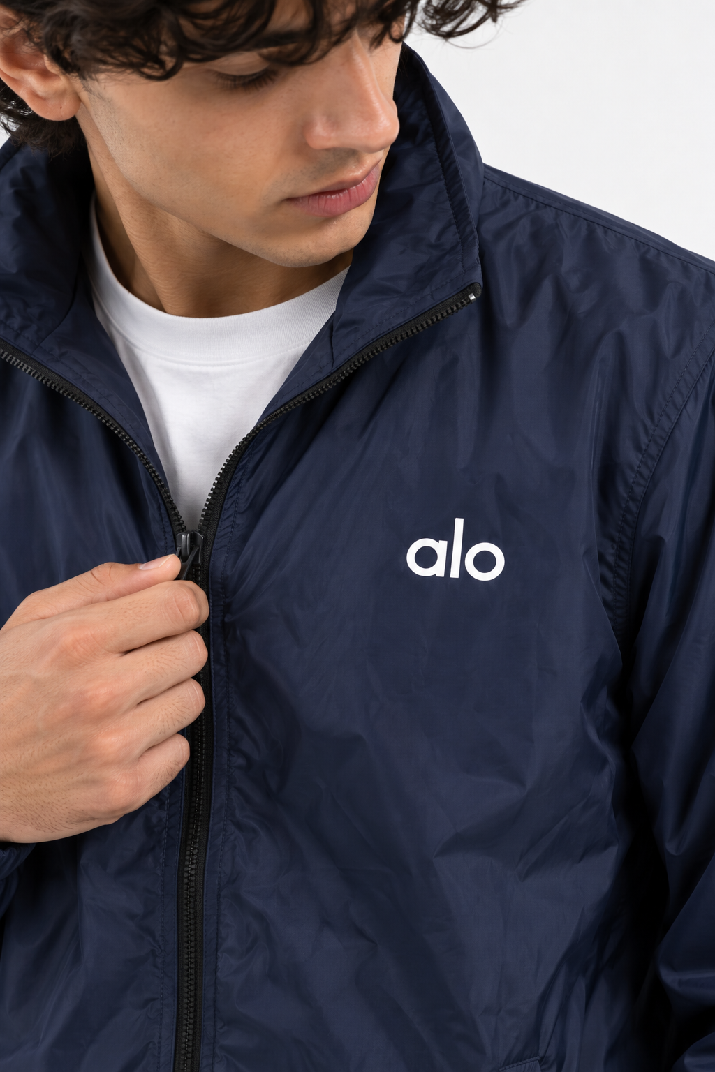 AL0 Navy Blue Windbreaker Jacket – Lightweight Full-Zip Sports Jacket