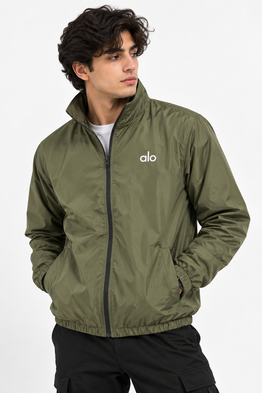 AL0 Olive Green Windbreaker Jacket – Lightweight Full-Zip Sports Jacket