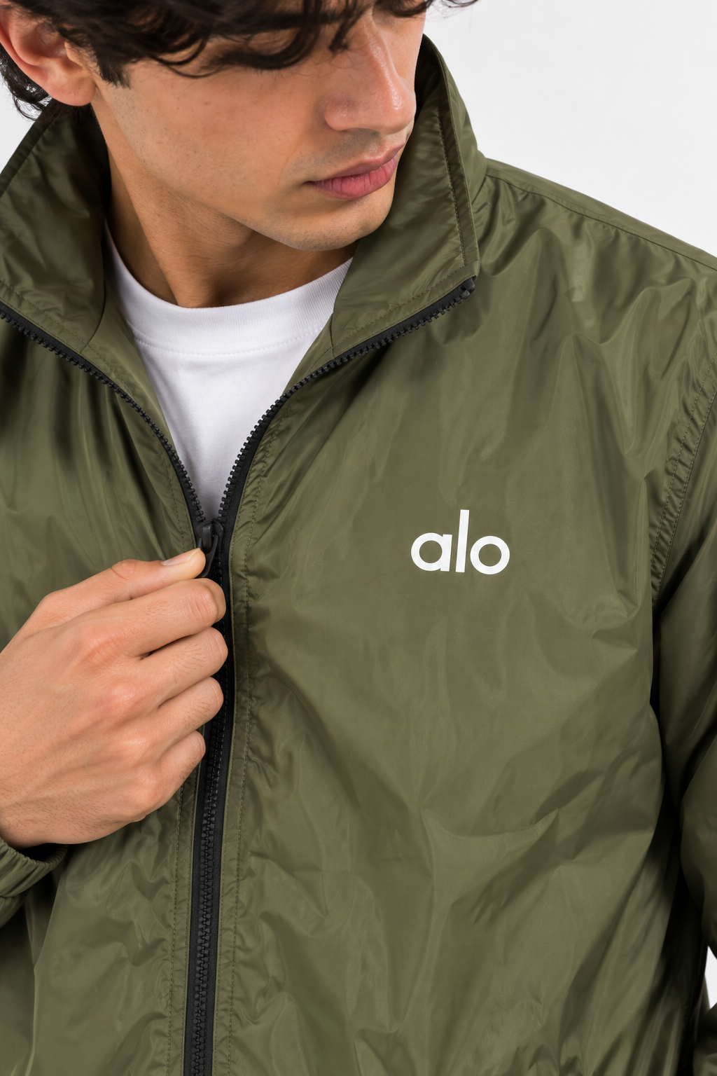 AL0 Olive Green Windbreaker Jacket – Lightweight Full-Zip Sports Jacket
