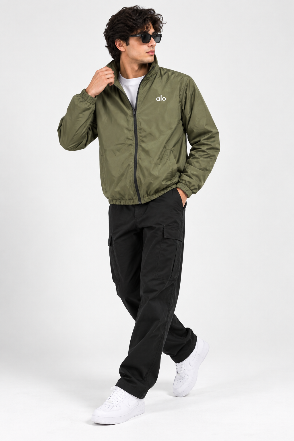 AL0 Olive Green Windbreaker Jacket – Lightweight Full-Zip Sports Jacket