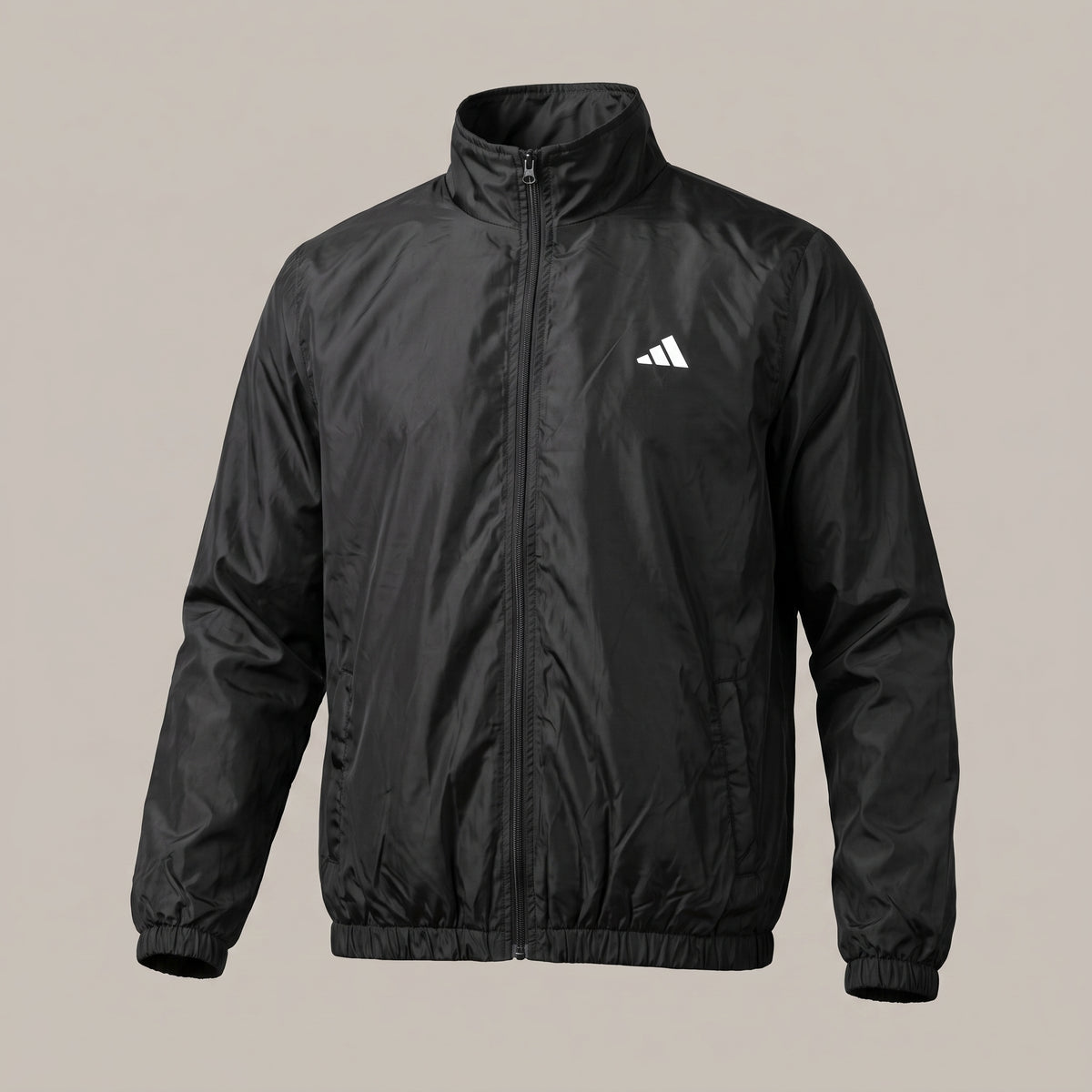 Adi Minimal Back-Stripe Black Lightweight Windbreaker Jacket – Full-Zip